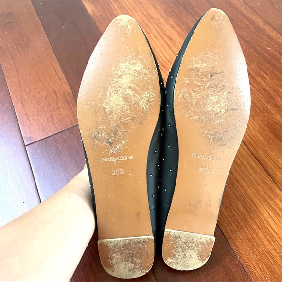 See by Chloé • matt grommet studded leather flat in nero sz 8.5 - Picture 9 of 9